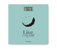 Terraillon Pèse personne ONE PASTEL - LIVE- Compact et ultra plat 27cm x 27 cm-Plateau verre-Ecran LCD-Capacité 160Kg-Graduation 100g -Sérigraphie Vert d'eau