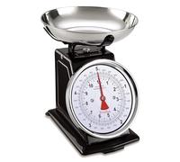 terraillon 14477 balance mécanique rétro déco - 5 kg - bol 1l - large cadran - metal - noire