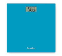 TERRAILLON - TX1500 - Pèse personne électronique, Compact et ultra plat 30cm x 30cm, Plateau verre, Large écran LCD, Capacité 150Kg, Graduation 100g, Bleu