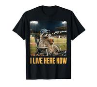 Terrain de Baseball Funny Raccoon Ballfield Je vis Ici Maintenant T-Shirt