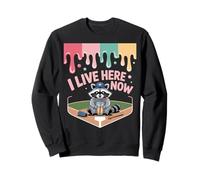Terrain de Baseball Raccoon Ballfield Ice Cream Je vis Ici Maintenant Sweatshirt