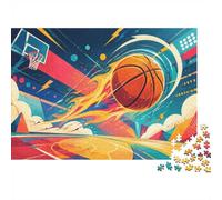 Terrain De Basket Art Puzzle, 1000 Pièces pour Adultes Haute Qualité | 52x38cm Amateurs De Puzzles, Cadeau D'anniversaire, Carton, Réduction Du Stress, Découpe Précise