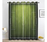 Terrain de Football Rideaux Lot de 2 - Aire de Jeux Sports Vert Rideau a Oeillets - Thermique Isolant Rideau Occultant pour Salon Chambre - L140xH260 Gc502