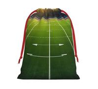 Terrain de sport en velours super doux vert sac cadeau avec cordon de serrage, sac de rangement complet imprimé pour Noël et rangement quotidien