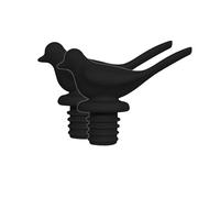 TerraKey Bouchon Silicone Oiseau 3D Premium - Bouchon Vin Vide Air Bec Verseur pour Champagne et Gourde (2pcs, 10 Couleurs) (Black)