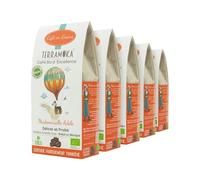 TERRAMOKA - 1 KG Café en grains Bio d’Excellence (5 * 200g) - 100% Pur Arabica du Mexique et du Brésil - Délicat, fin et fruité - Sachet 100% Recyclable - Mlle Adèle - Torréfié en France