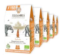 TERRAMOKA - 150 Capsules Café Bio d’excellence (15 * 10) - 100% Pur Arabica d’Inde de Bourbon - Subtil et Corsé - Compatibles avec Nespresso - Zéro Déchet - Miss Kalinda - Torréfié en France