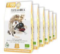 TERRAMOKA - 150 Capsules Café Bio d’excellence (15 * 10) - 100% Pur Arabica d'Éthiopie - Subtil et Fruité - Compatibles avec Nespresso - Zéro Déchet et Home Compost - Sir Oscar - Torréfié en France