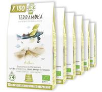 TERRAMOKA - 150 Capsules Café Bio d’excellence (15*10) - 80% Pur Arabica Brésil et Mexique - Riche et Savoureux - Compatibles avec Nespresso - Zéro Déchet & Home Compost - Arthur - Torréfié en France