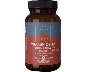 TerraNova Vitamine D3 2000UI 50mcg Avec Vitamine K2 100mcg Complexe 50 Capsules