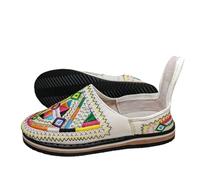Terrapin Trading Babouche Babouche Marocain Cuir Amazigh Brodé Pantoufles Cuir, blanc, 38 EU
