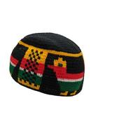 Terrapin Trading Chapeau musulman marocain Kufi en laine faite à la main Motif tête de mort Amazigh, Noir , Taille unique
