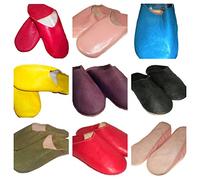 Terrapin Trading Chaussons/Babouches/Mocassins marocains issus du commerce équitable 100 % cuir marocain traditionnel, bleu, 39 EU