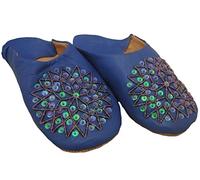 Terrapin Trading Commerce équitable Mesdames marocaine Babouche Chaussons traditionnelle (Bleu Royal)