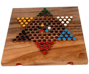 Terrapin Trading Ltd Jeu de Dames Chinois en Bois de Bois de Pluie en Bois thaïlandais équitable Commerce Boîte en Bois 24x13x3