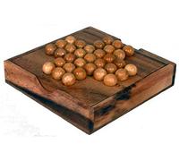 Terrapin Trading Ltd Jeu de Solitaire en Bois de sciure en Bois thaïlandais thaïlandais équitable dans Une boîte en Bois 14x14x3cm