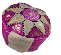 Terrapin Trading Pouf marocain en cuir fait main édition spéciale - Coussin de sol rose fluo