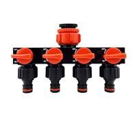 TERRARIDE Distributeur Arrosage 4 Voies, 3/4" et 1/2" Diviseur Tuyau, Répartiteur Robinet avec Interrupteur Commande, Débit d'eau Réglable Verrouillable Connexion 4 Appareils Robinet Exterieur Jardin