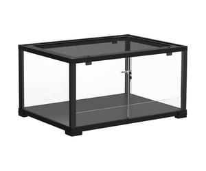 Terrarium 86l - Toit Maillé Et Porte Coulissante Verrouillable - 50x30x35cm - Alu Noir Verre