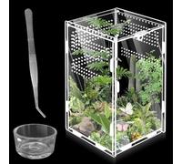 Terrarium à escargots en acrylique 360° : WIYETY Mini terrarium en acrylique transparent, boîte d'alimentation pour reptile, scorpion, coléoptère, mante-religieuse, reptile (20 x 12 x 12 cm)