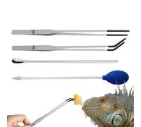 Terrarium Aquarium Tools, Rubber Tip Aquarium Tweezers, Comfortable Professional Reptile Supplies for Gecko, Lizard Bearded Dragon, 10.63x0.39x0.39 inches, Silver Black
