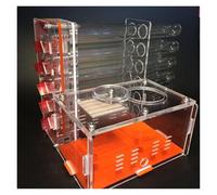 Terrarium château de Fourmis, Fourmilière en Verre Acrylique avec Zone d'alimentation et 12 Tubes à essai Orange 15 cm