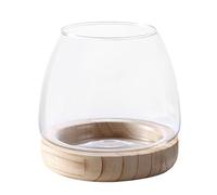Terrarium De Hydroponiques En Verre | Bol Vase En Verre De Support En Bois | Transparent - Vase À Fleurs À Bouche Large Terrarium, Pot De Plantation En Verre Bol De Poisson Clair