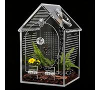 Terrarium de tarentule en acrylique sans couture 12,7 x 12,7 x 20,3 cm, ouverture frontale et port d'alimentation avec trous d'aération pour araignées et insectes