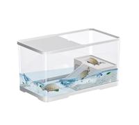Terrarium de tortue aquatique - Enclos transparent pour reptiles 30,6 x 19,6 x 18,4 cm, aquarium avec zone de repos surélevée, habitat de crabe ermite d'écrevisses | Conteneur de bureau pour animaux v