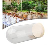 Terrarium dôme en verre avec base en liège en bois pour plantes succulentes et fleurs - Décoration de table - 8 x 10 cm (8 x 18 cm)