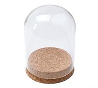 Terrarium dôme en verre transparent avec base en liège en bois pour plantes succulentes, mini serre, décoration pour chambre à coucher, salon, bureau (8 x 10 cm)