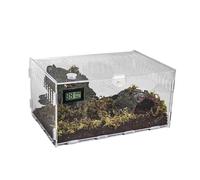 Terrarium en acrylique avec thermomètre - 20 x 12 x 12 cm - Mini PC - Transparent - Pour escargots, insectes, araignées sauteuses, léopard gecko