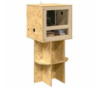 Terrarium en Bois avec Meuble, Terrarium Boîte d'alimentation avec Étagère Support pour Reptiles Amphibiens Marron 40 x 40 x 90 cm OSB