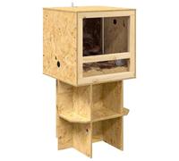Terrarium en Bois avec Meuble, Terrarium Boîte d'alimentation avec Étagère Support pour Reptiles Amphibiens Marron 50 x 50 x 100 cm OSB
