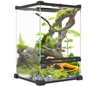 Terrarium en verre pour reptiles - PawHut - vivarium 12 L avec couvercle en treillis métallique - 20 x 20 x 30 cm - noir