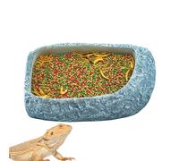 Terrarium Food Bowl, Resin Reptile Feeder, Tortoise Food Dish with Non Toxic Materials and Realistic Rock Design for Turtles, Snakes, Hermit Crabs, Or Frogs, 1 Piece