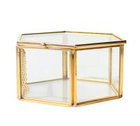Terrarium hexagonal en laiton et verre géométrique pour plantes grasses 12,5 x 12,5 x 6 cm, type 1