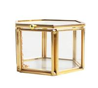 Terrarium hexagonal en laiton et verre géométrique pour plantes grasses 8 x 6,8 x 4,5 cm, type 2