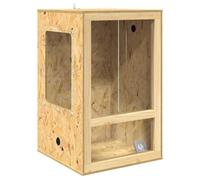 Terrarium Marron en OSB 50 x 50 x 80 cm pour Reptiles Amphibiens Lézards Serpents avec Thermomètre Habitat Intérieur Durable et Polyvalent