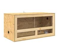 Terrarium Marron OSB 80 x 40 x 40 cm avec Verre Trempé Thermomètre pour Reptiles Rongeurs Lézards Serpents Caméléons Habitat Intérieur Durable et Polyvalent