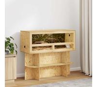 Terrarium OSB marron 100 x 40 x 90 cm | Design rectangulaire, porte coulissante, étagères autonomes, verre durable