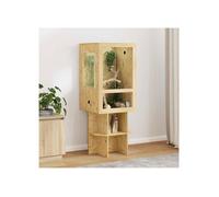 vidaXL Terrarium carré Marron 50×50×130 cm OSB en verre pour reptiles intérieur