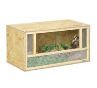 Terrarium - PawHut - pour reptiles et batraciens - avec porte coulissante en verre - en bois OSB - 80 x 40 x 40 cm - naturel