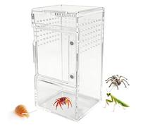 Terrarium pour Araignée Sauteuse,Cage en Acrylique Transparent | Terrarium pour Reptiles avec Couvercle Coulissant et Trou de Ventilation,Pour Tortues Serpents Geckos Crabes Sable Roches