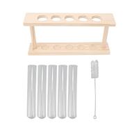 Terrarium pour Plantes, 5 Tubes à essai, Transparent, observateur de l'état de Croissance, Support en Bois, Support pour Plantes d'eau, adapté aux Petits espaces
