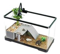 Terrarium pour Tortue, Ensemble Complet D'aquarium pour Tortue, Aquarium en Acrylique avec Plateforme Ensoleillée, Rampe pour Bureau, Salon, 40 X 22 X 23 Cm