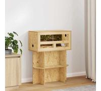 Terrarium rectangulaire Marron 60 x 30 x 30 cm en OSB pour Reptile ou Rongeur, avec Verre trempé et thermomètre Inclus, Design Naturel et Durable pour Un Espace de Vie Confortable.