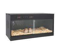 Terrarium Reptile PVC 80x40cm, Double Zone Thermostat, Portes Verre Trempé | SystèMe Chauffage Avec Panneau LCD, 3 Supports E27, Pour CaméLéon, Dragon Barbu, Gecko, Serpent, Habitat Noir IntéRieur