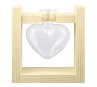 Terrarium Végétal Ambiance Noël Vase Hydroponique Cœur Bois Verre 1 Set | Support Pivotant, Vase Fleurs pour Culture Hydroponique, Décor Table, Khaki