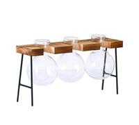 Terrariums de plantes de bureau avec support en bois pour station de propagation élégante en verre transparent pour culture hydroponique